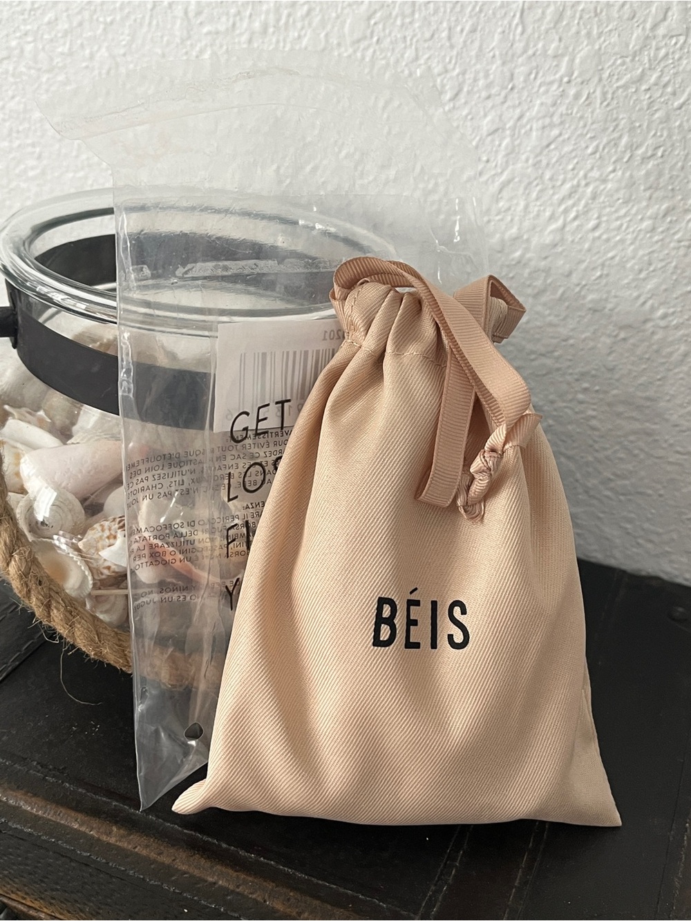 BEIS Canvas and Leather Travel Pouch in Cream and Tan